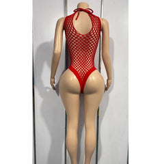 Erotic Bodysuit Fishnet Crotchless Bodystockings Black Hollow Out Lingerie