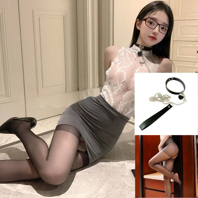 Secretary Wrap Hip Cosplay Pure Desire Lace Temptation Roleplay Office Costumes Lingerie Pajamas
