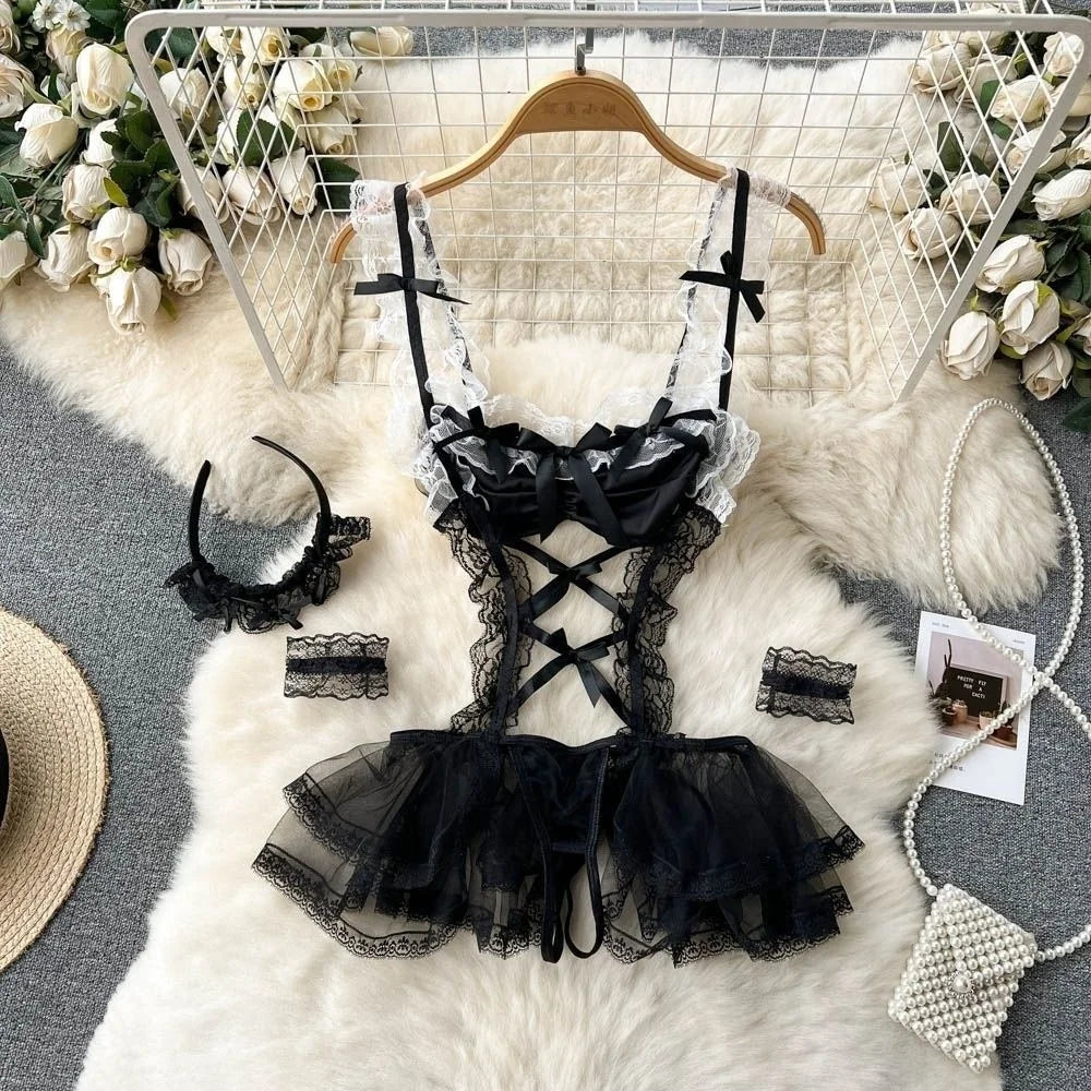Role Student Complete Maid Cosplay School Costume Lingerie Set