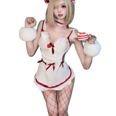 Backless Apron Role-playing Maid Erotic Costume Bandage Set