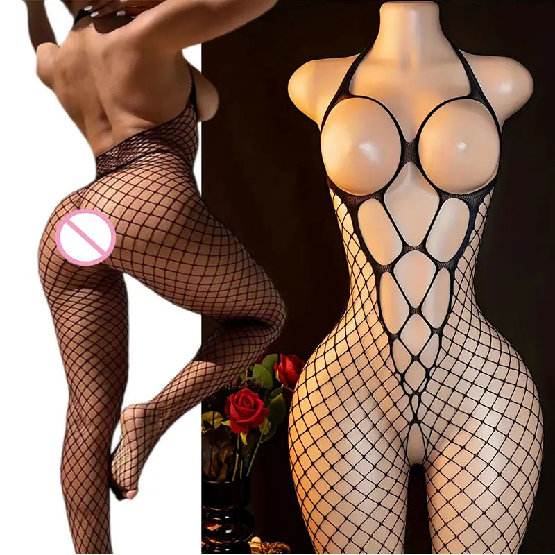 Erotic Crotchless Full Body Stockings Fishnet Adult Toys Sheer Open Crotch Lingerie BodyStockings Desire Underwear Tights