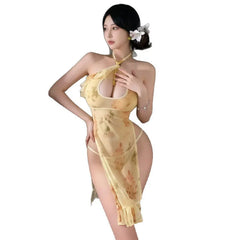 Elegant Cheongsam Nightclub Transparent Flirting Charming Erotic Style