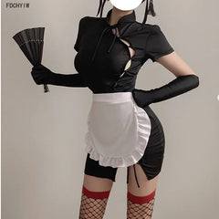 Cheongsam Cute Apron Cosplay Maid Tight Wrap Hip Skirt Romantic Retro Improve Exotic Costumes