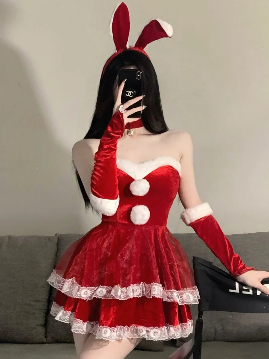 Patent Leather Red Self-cultivation Devil Succubus Cosplay Costumes Lingerie