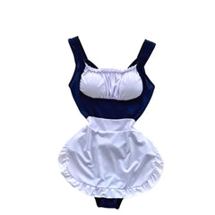 Maid One-Piece Swimsuits Apron Ruffle Choker Cute Lolita Cosplay Swimwears