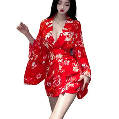 Sakura Kimono Bathrobe Hot Temptation Pajamas Nightclub Erotic Dancer Cosplay Costume Home Sleepwear