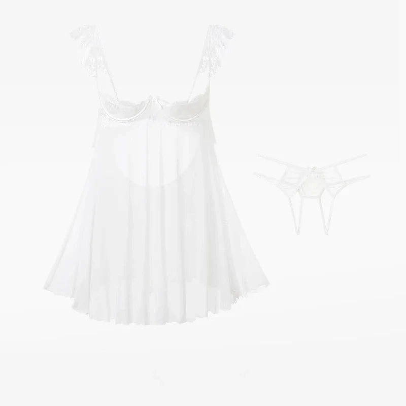 Erotic Lingerie Female Temptation Babydoll Open Gear Free Crotch Sling Lace Nightgown See-through Pajamas Porn Suits