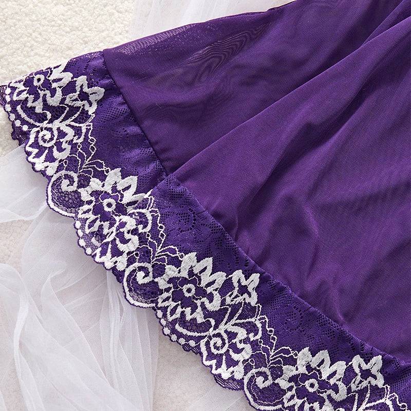 Purple Lace Nightgown Set