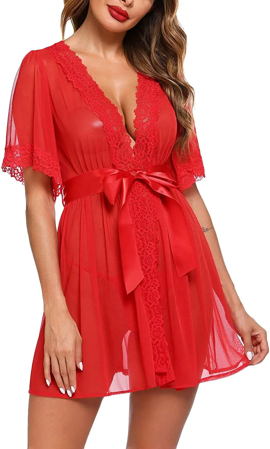 Night Gowns Nightwear Front Buckle Perspective Mesh Temptation Hot See Through Pajamas Nightgowns