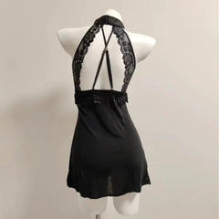Retro Cheongsam Pendant Hanging Neck NightLingerie Openwork High Quality Pure Desire Home Night Suit