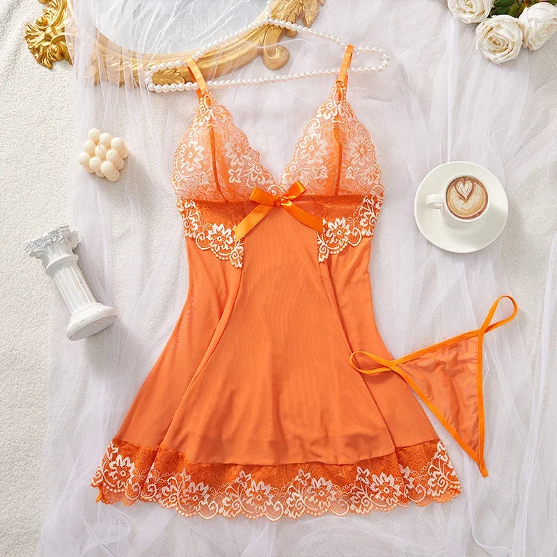 Purple Lace Nightgown Set