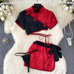 Cheongsam Cosplay Traditional Gothic Punk Sleepwear Lingerie Set