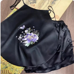 Retro Embroidered Pajamas Suspender Top Hanfu Bellyband Female Adult Nightwear Exotic Costume Home Sleepwear