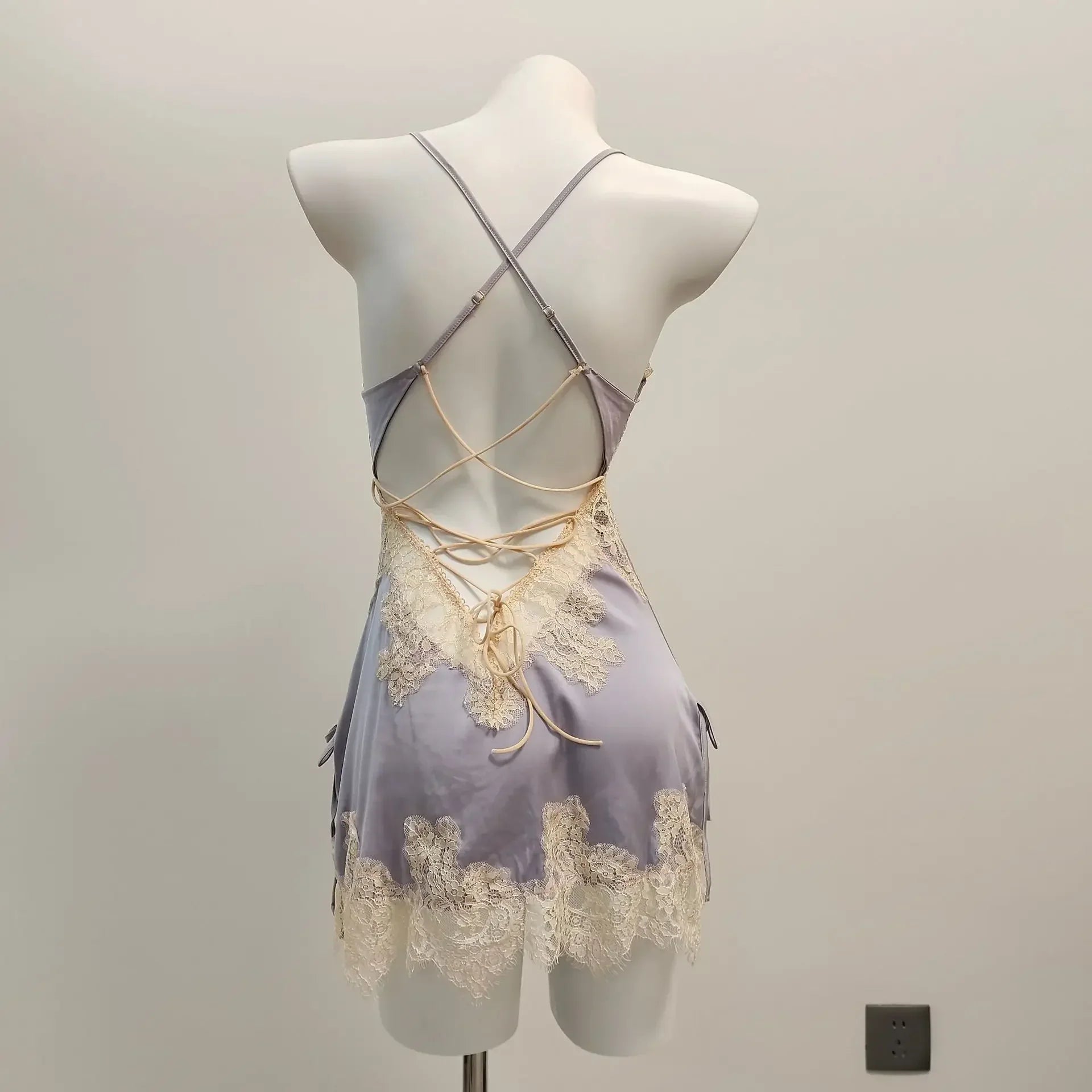 Lace Beautiful Back Suspender Pajama Night Dress