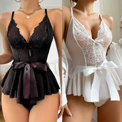 See Through Lingerie Lace Transparent Underwear Fairy Bra Kits Delicate Pajama Set