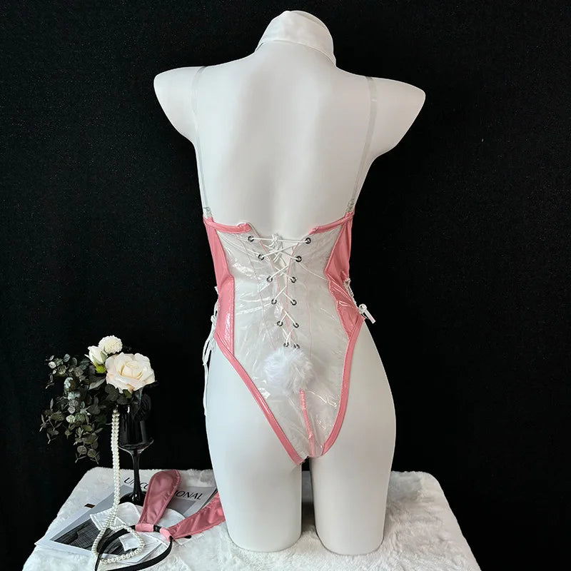 Leather Bodysuit Role Play Lingerie