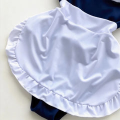 Maid One-Piece Swimsuits Apron Ruffle Choker Cute Lolita Cosplay Swimwears