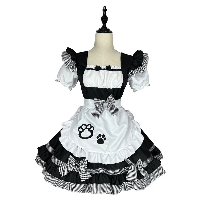 Sweet Cat Maid Cosplay Costumes Lolita Coffee Waitress Halloween Party Animation Show Role Play Outfit