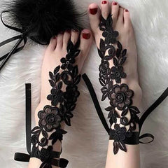 bandage Foot Cover black white lace hollow lingerie luxury black ankle chain high-end strap leg ring