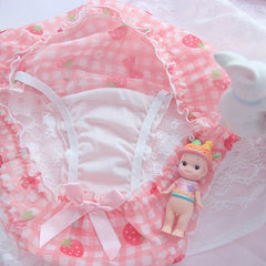 Cute School Strawberry Panties Lingerie