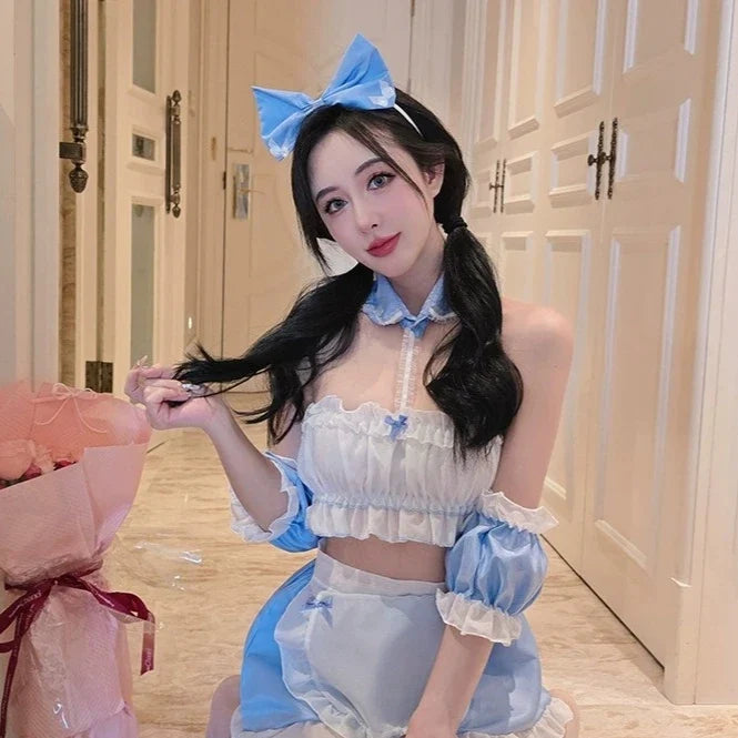 cute Lolita Costumes Maid Role Play Maid Cosplay Temptation Lingerie Exotic Babydoll Porno Bar Uniform