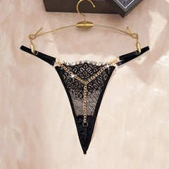Chain Blacks Panties Beading Lingerie Female Underwear Low Waist G-string Bragas Mujer Lencería