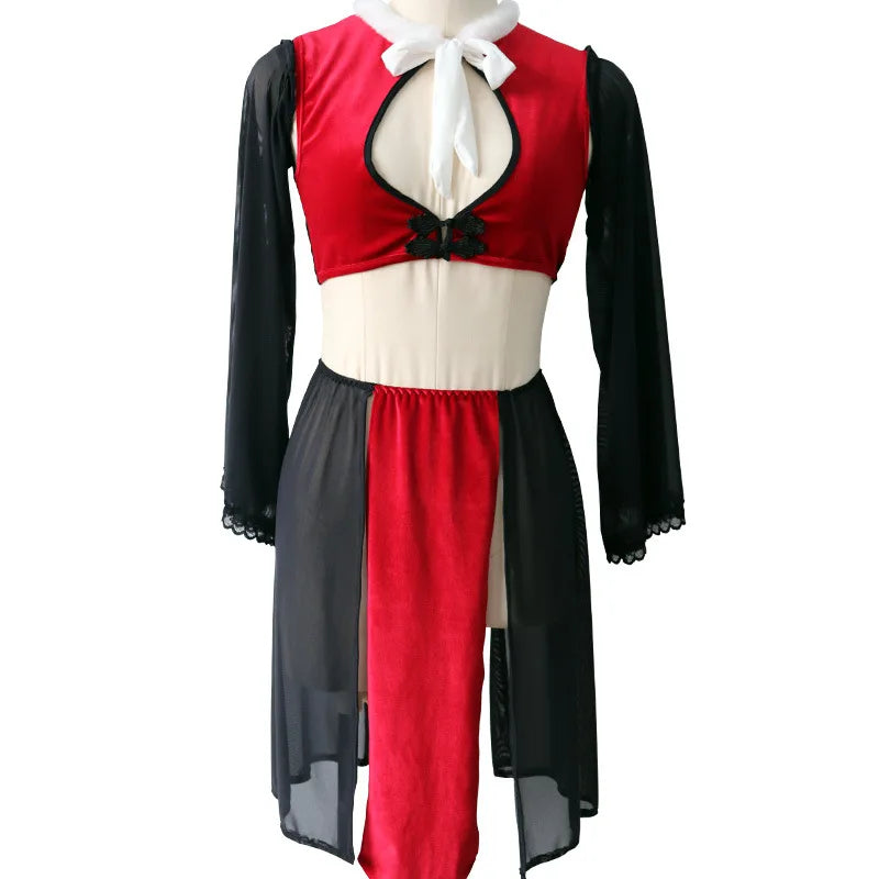 Plush Pajamas Passion Hollow Top Split Temptation Skirt Long Sleeve Set