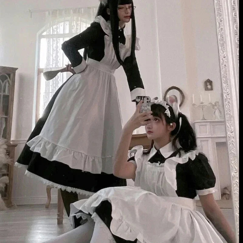 3 Style British Maid Role Play Kawaii Cartoon Apron Maid Outfits Plus Size Cosplay Costumes