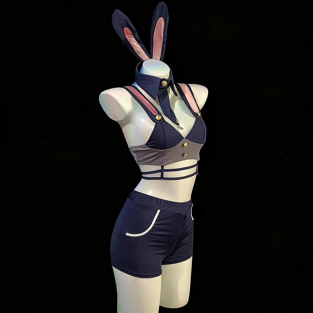 Bunny Police Officer Cosplay Costume Top Outfits Rabbit Role Play Lingerie