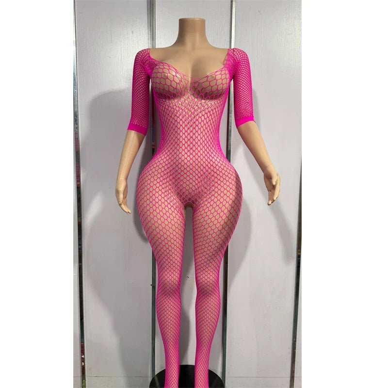 Bodystocking Erotic Lingerie Mesh Open Crotch Bodysuit Crotchless Underwear Costumes Sleeveless Catsuit Sleepwear