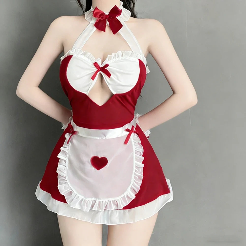 Lolita Amine Maid Cosplay Black Kawaii French Waitress Party Stage Costume Intimate