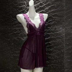 Pajamas Deep V Bra Lingerie Passionate Seduction Evening Gowns Charming Pure Desire Set