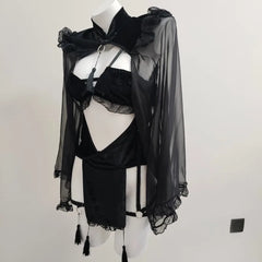 Halloween Velvet Cheongsam Hollow Backless Lolita Evil Demon Cosplay Costumes Erotic Maid Lingerie