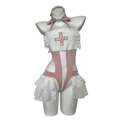 Pure Desire Nurse Cosplay Sweet Bodysuit Cute Ruffles Onesie Role-playing Jumpsuit Sleepwear Home Outfit