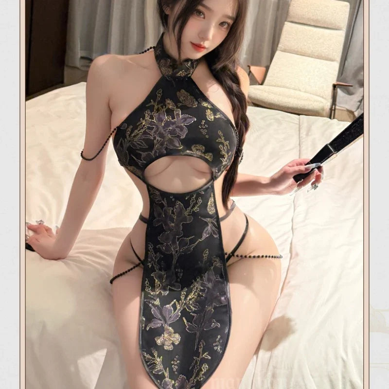 Hollow Tradition Porno Roleplay Cheongsam Two Ways of Wearing Purple Black