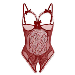 Teddy Doll Transparent Crotchless Porn Open Bra Lingerie Erotic Backless Lace Bodysuit Underwear Costumes
