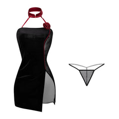 Gothic Cheongsam Traditional Erotic Lingerie Style perspective Split Hot Temptation Qi Pao Chongsam