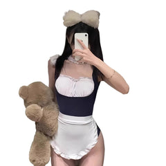Maid Cosplay Lingerie Backless Bodysuit Lace Lolita Underwear Jumpsuit Erotic Role-playing Servant Costumes