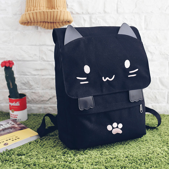 Cute Kawaii Cat Canvas Backpack