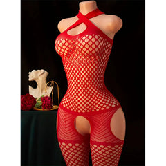 Outfit Fishnet Bra Panty One Piece Crotchless Tights High Stretch Body Stockings Erotic Costume Porn Underwear