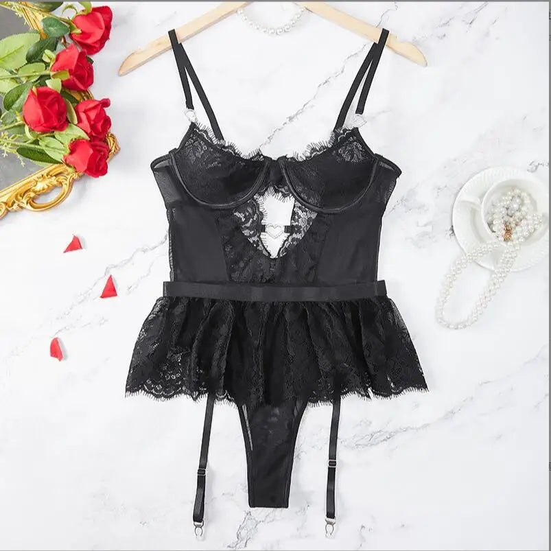 Hot Erotic Lingerie Sets See-Through Lace Underwear Sissy Bra