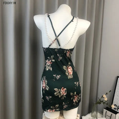 Ancient Cheongsam Skirt High Waisted Slit Pearl Slim Lingerie