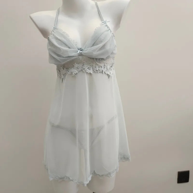 Slip Night Blue Sleepwear Lingerie Erotic Nightgowns Badydoll Lolita Pajamas Porn Underwear Nightwear