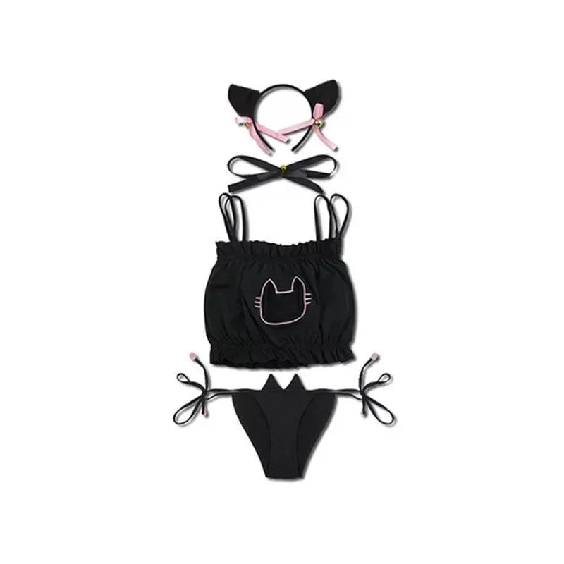 Cute Cat Cosplay Cartoon COS Costumes School Student Bra