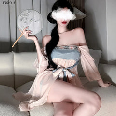 Lingerie Antique Style Chiffon Erotic Bellyband Cosplay Hanfu Seductive Charm Costume Tradition Pajamas