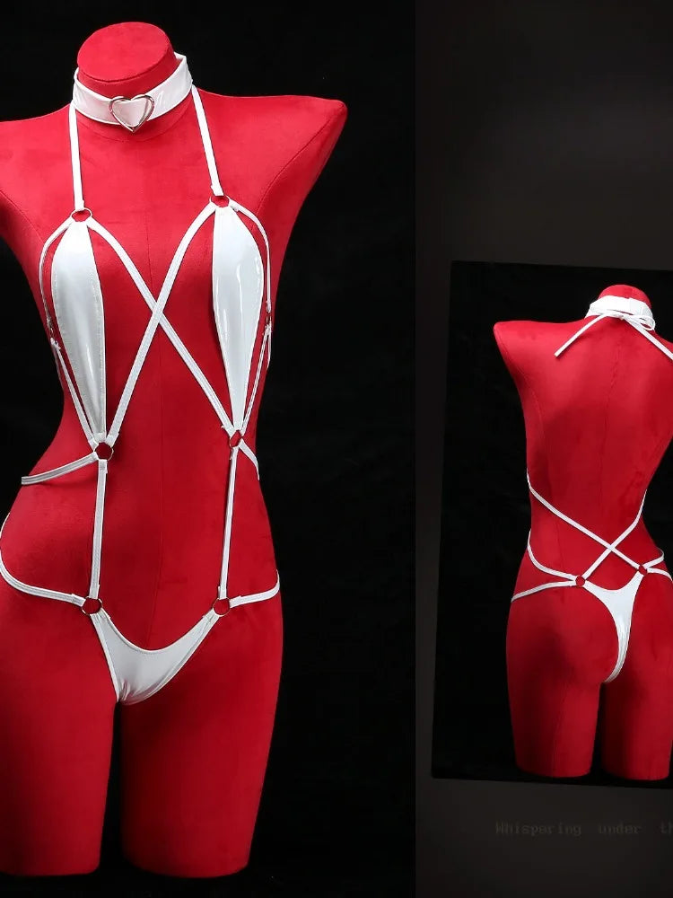 Lingerie Cosplay Uniforms Hollow Bikini One Piece Bodysuit Erotic Lingerie Body Socks Set