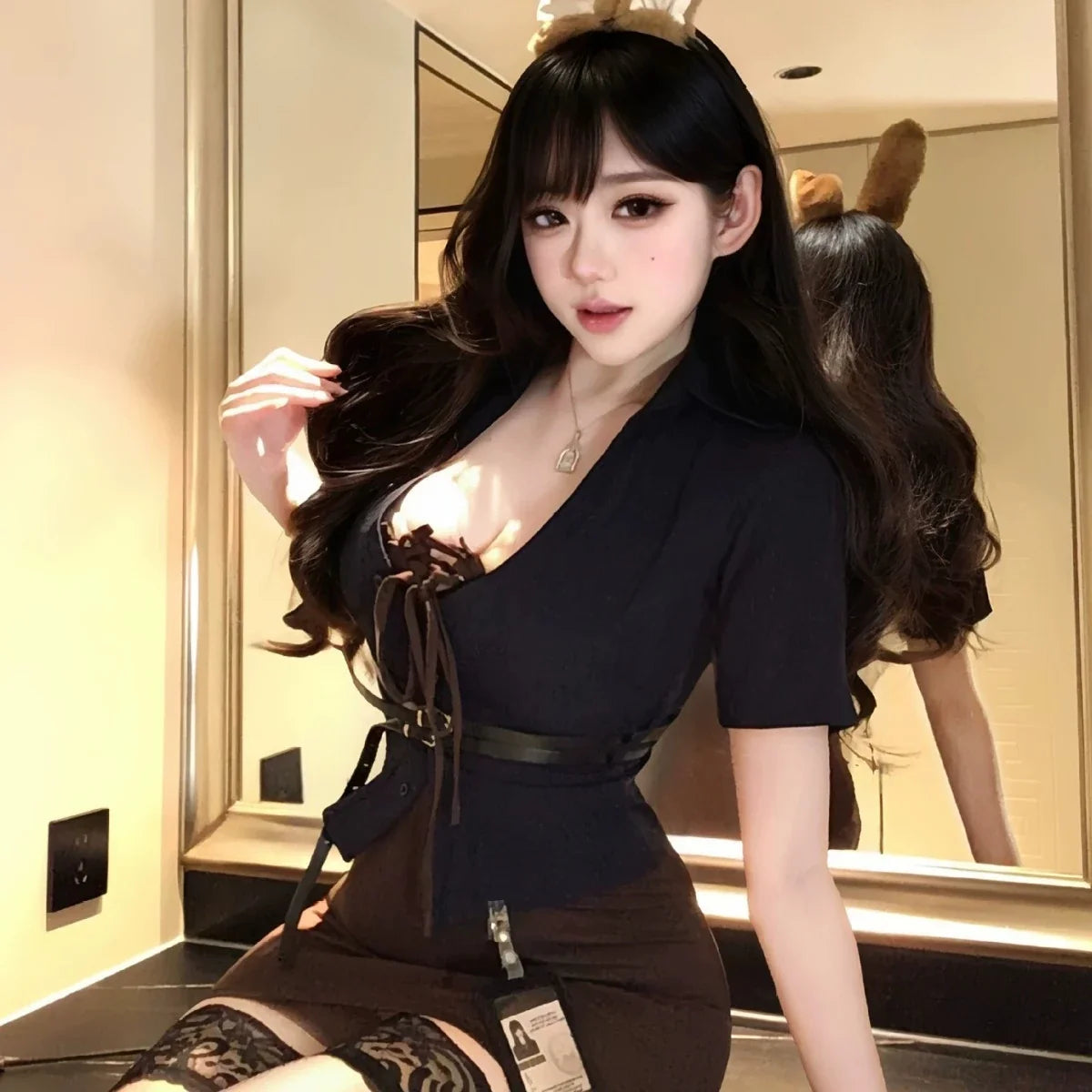 OL Secretary Role-playing Rabbit Lingerie Office Cosplay Bunny Ear High Waist Hip Skirts Adult Nightclub Party