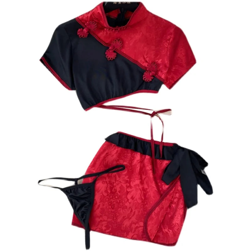 Cheongsam Cosplay Traditional Gothic Punk Sleepwear Lingerie Set