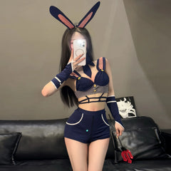 Bunny Police Officer Cosplay Costume Top Outfits Rabbit Role Play Lingerie