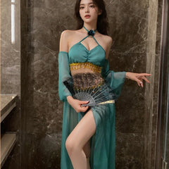 Western Style Erotic Dancer Retro Exotic Charm Costumes Traditional Ancient Dunhuang Flying Hanfu Set